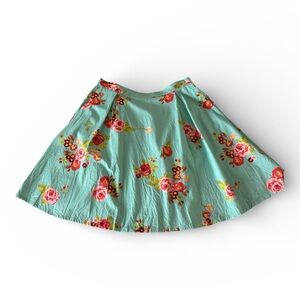 Matilda Jane Women Floral A-Line Skirt Size Large Blue Pink Roses Cottagecore